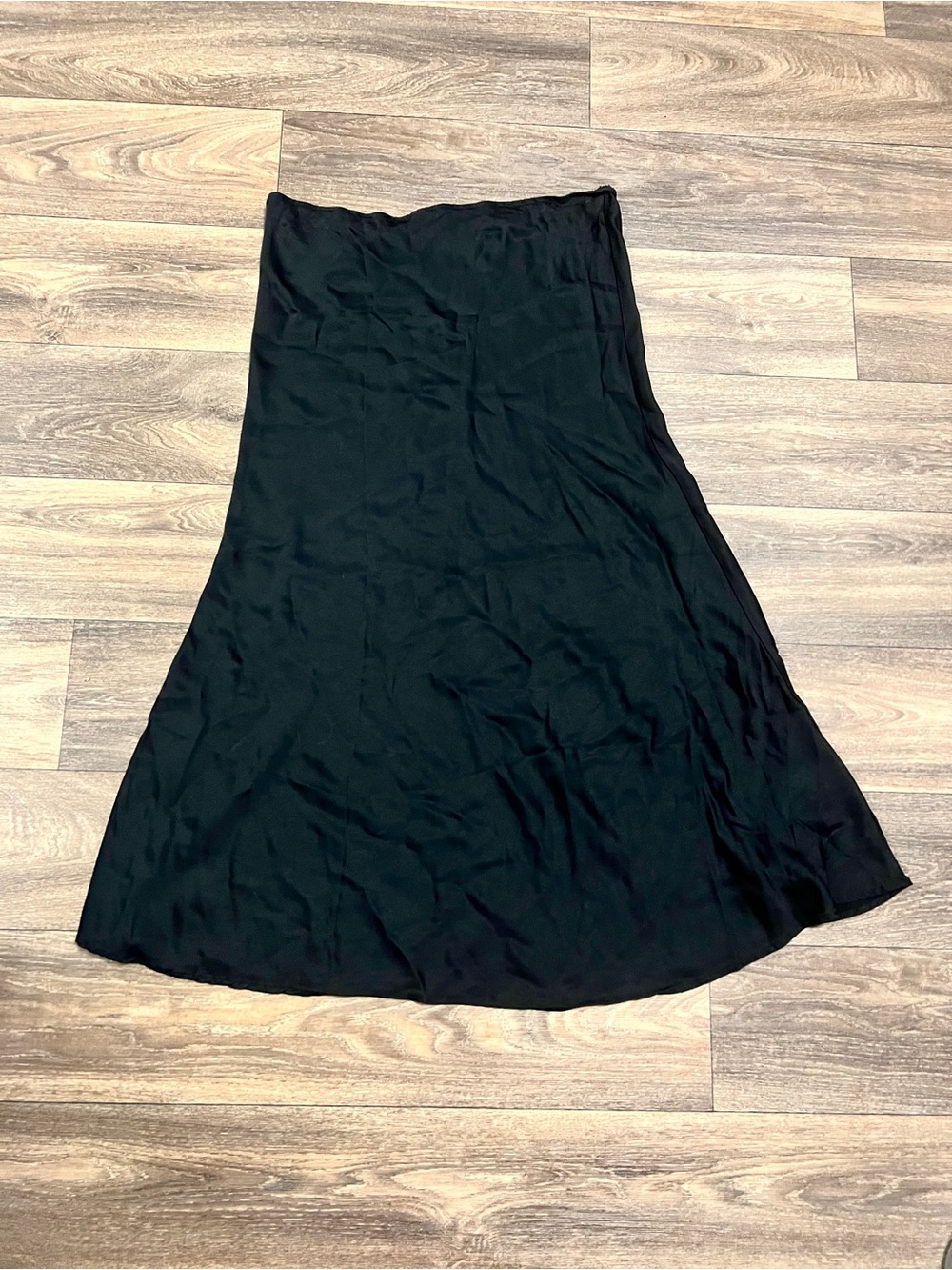 Classic Black Satin A-Line Women’s Skirt